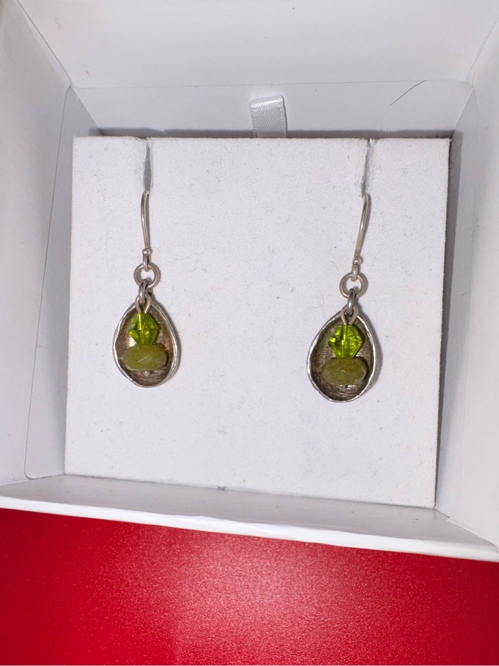 Silpada Sterling Silver Green Teardrop Dangle Earrings